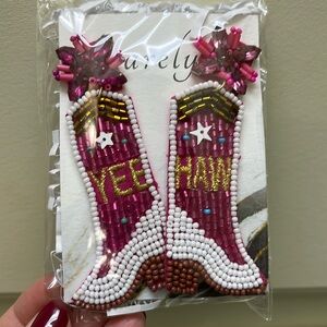 Beaded Yee Haw earrings- NWOT